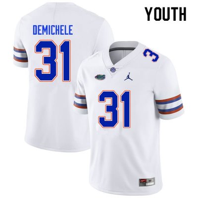 Youth Florida Gators #31 Chase DeMichele NCAA Nike White Authentic Stitched College Football Jersey DAK4262UP